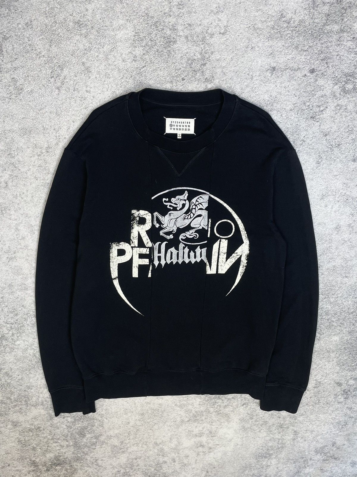 image of Fw17 Maison Margiela Irish Print Paneled Sweatshirt in Black, Men's (Size Medium)