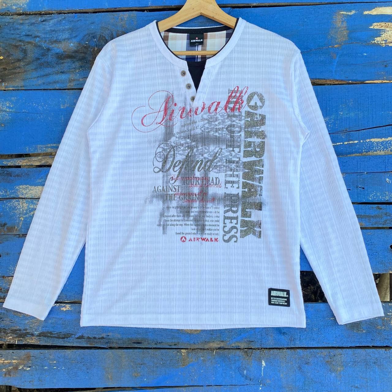 Airwalk Vintage Airwalk Double Layer Neck Poem Long Sleeve Tee Size US M / EU 48-50 / 2 - 1 Thumbnail