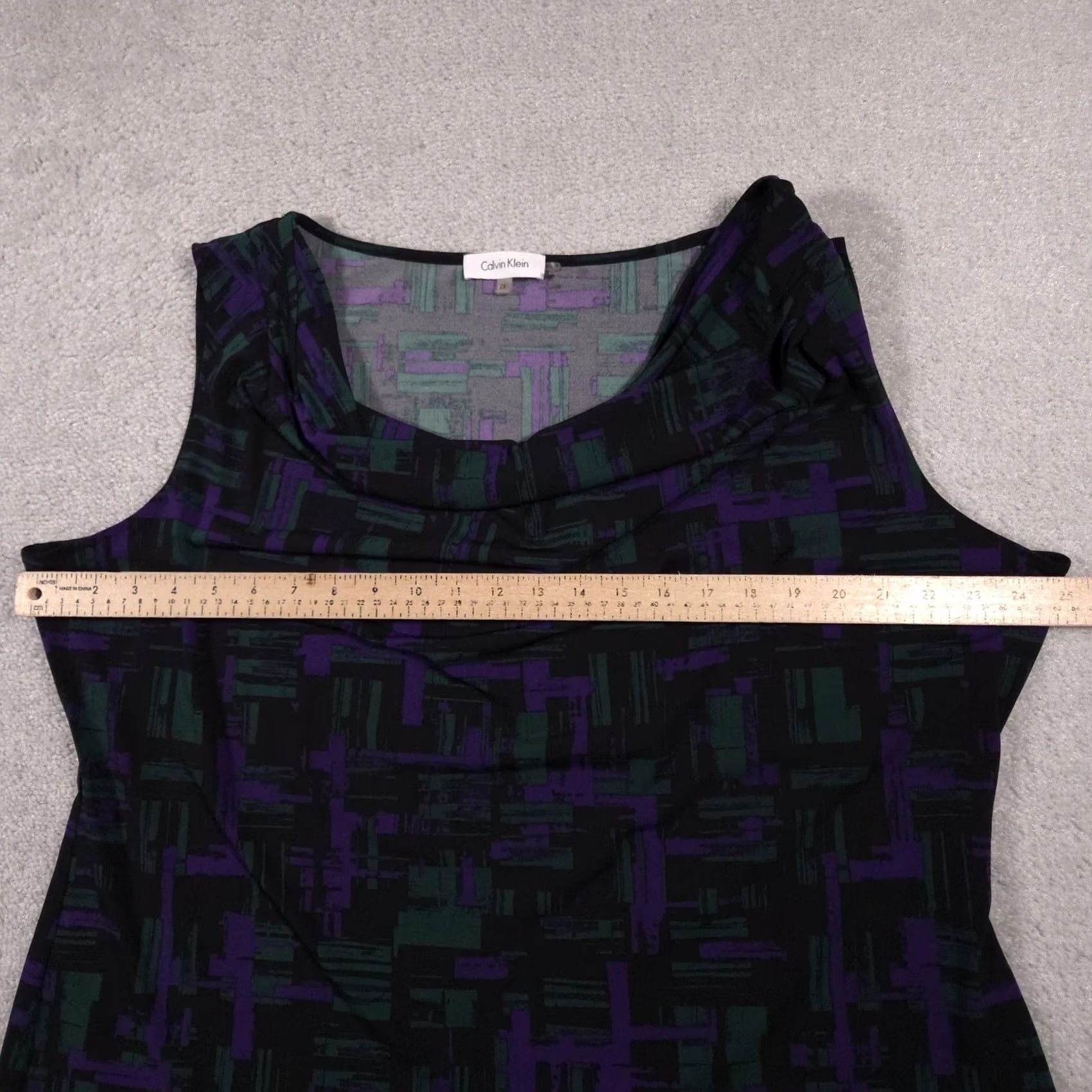 Calvin Klein Calvin Klein Top Womens 2X Black Purple Green Cowl Neck Sleeveless Blouse Size XXL / US 16-18 / IT 52-54 - 7 Thumbnail