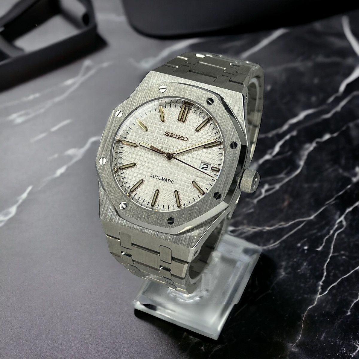 Seiko Seiko Mod Seikoak Royal Oak White Steel Watch 41mm | Grailed