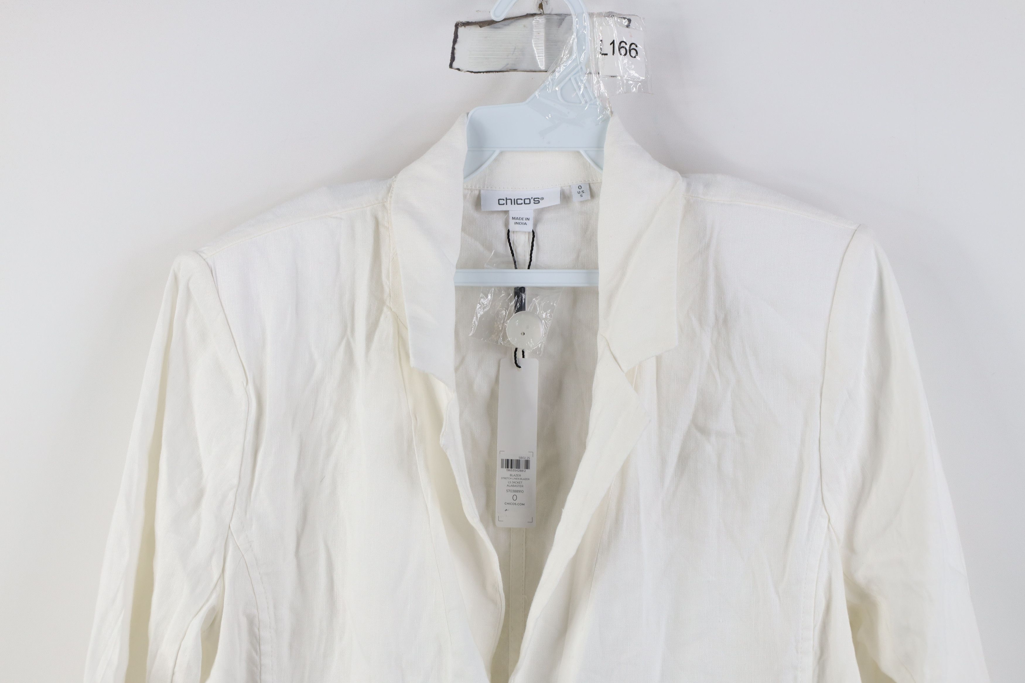 Chicos New Chicos One Button Stretch Linen Blazer Jacket Coat White Size S / US 4 / IT 40 - 2 Thumbnail