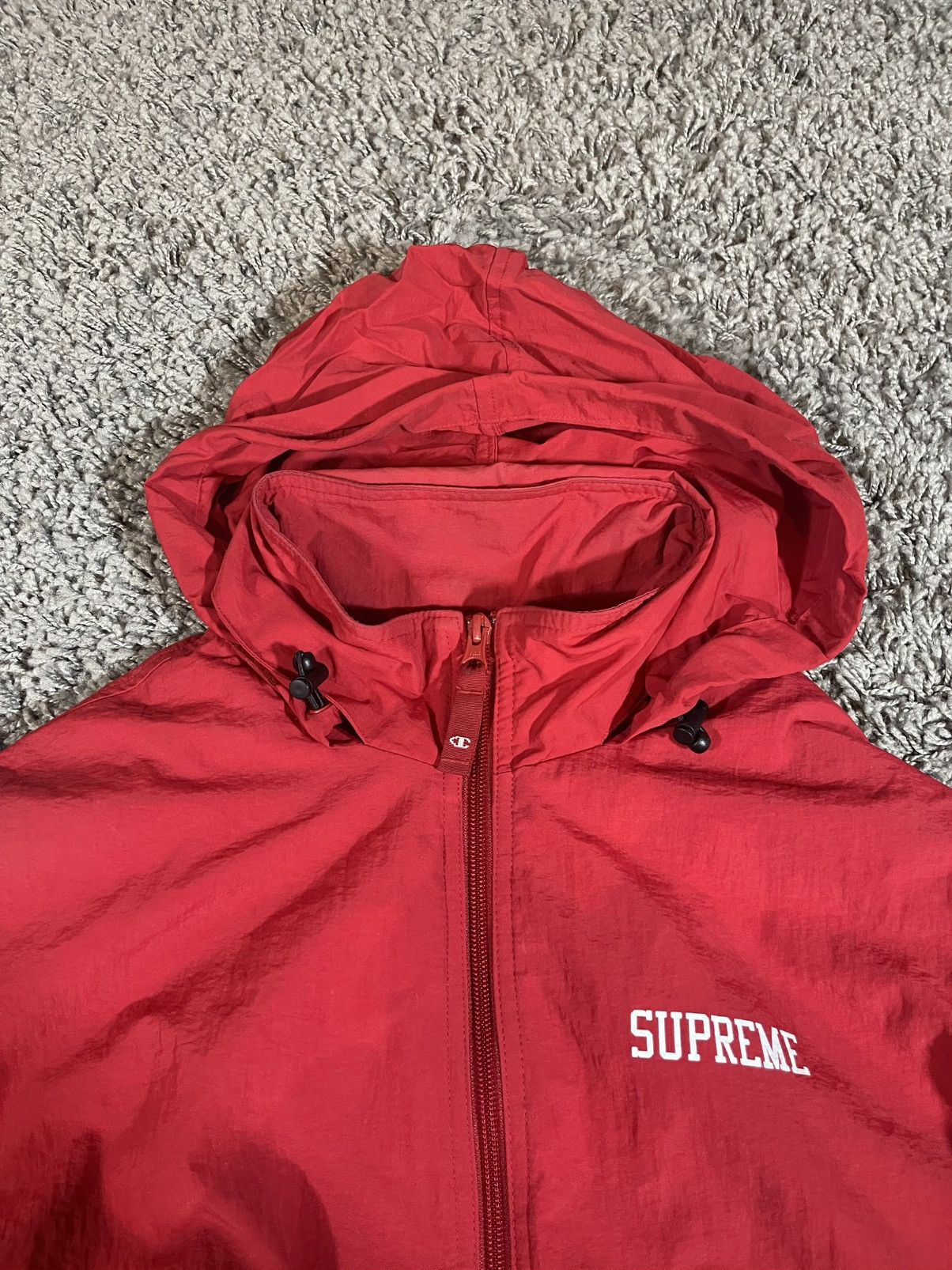 Champion × Supreme 2018SS Supreme Champion Track Hooded Jacket Red Size US M / EU 48-50 / 2 - 12 Thumbnail