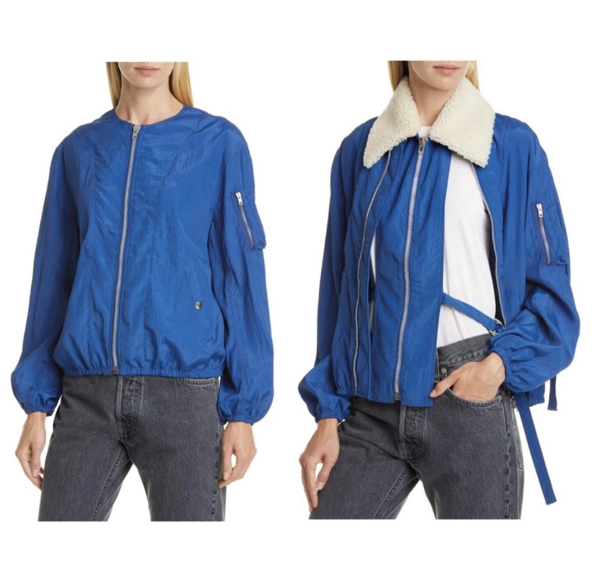Helmut Lang NWT Helmut Lang Shearling Parachute Bomber Jacket Blue S Size S / US 4 / IT 40 - 4 Thumbnail