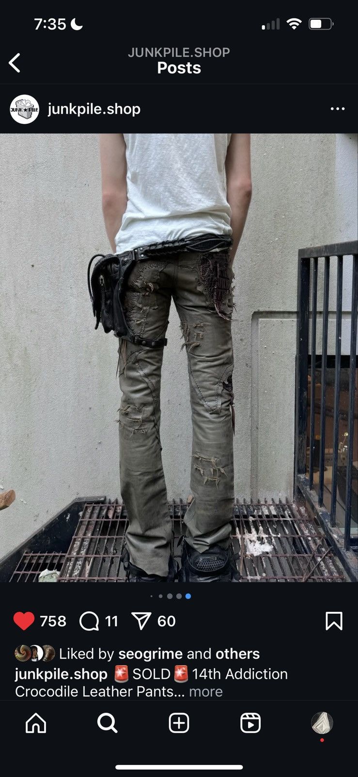 14th Addiction 14th addiction leather crocodile pants Size US 31 - 10 Thumbnail