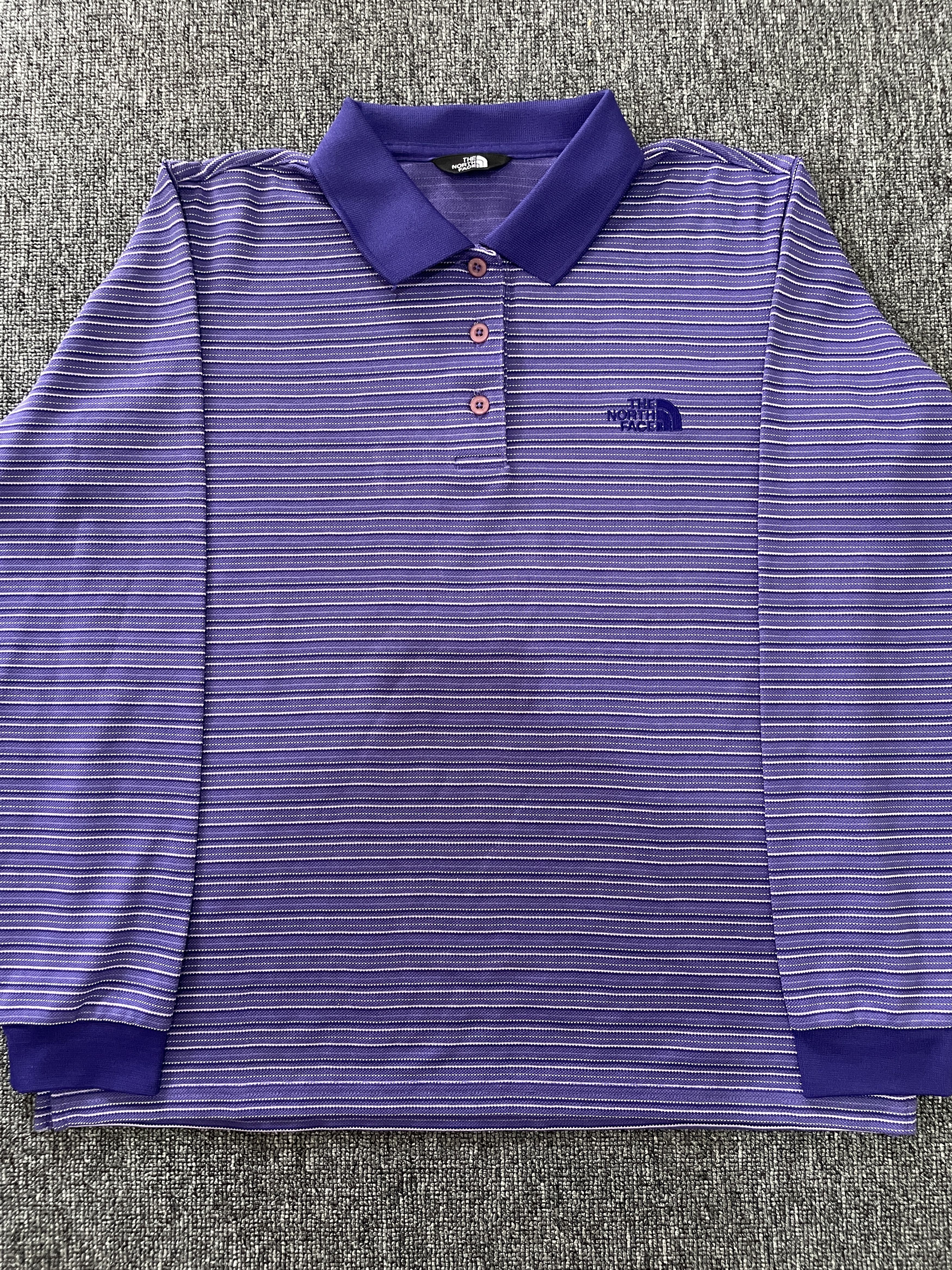 The North Face Vintage The North Face Long Sleeve Polo Purple Striped Shirt Size M / US 6-8 / IT 42-44 - 2 Thumbnail
