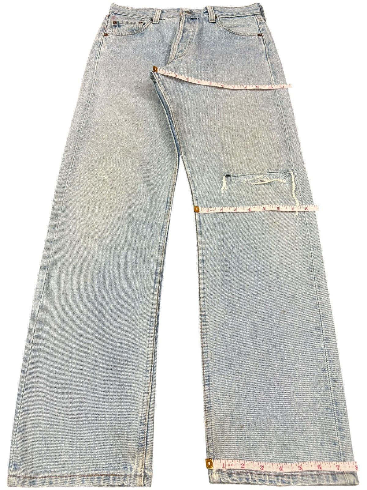 Levi's Vintage 90s Levis 501 Light Wash Distressed Loose Jeans Size US 30 / EU 46 - 13 Thumbnail