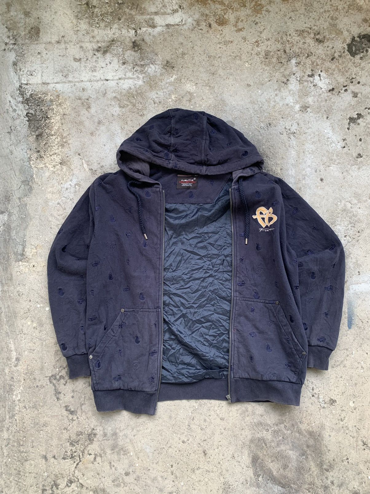 Fubu Y2k FUBU Monogram AOP Embroidery Zipper Hoodie Size US L / EU 52-54 / 3 - 4 Thumbnail