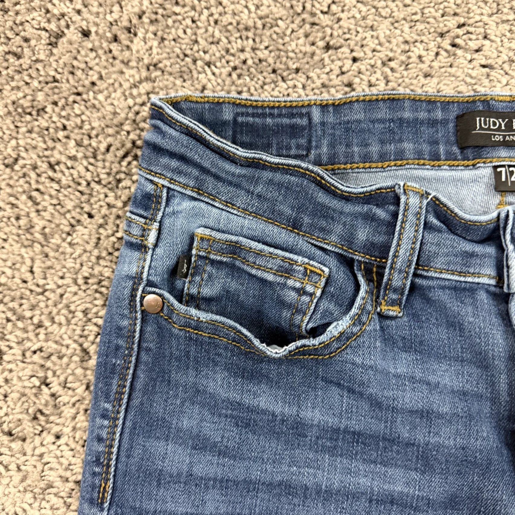 Denime Judy Blue Jeans Womens 28 Relaxed Mid Rise Distressed Stretch Denim Straight Jeans Blue 26x26 Mens? Womens? Size 26" / US 2 / IT 38 - 3 Thumbnail