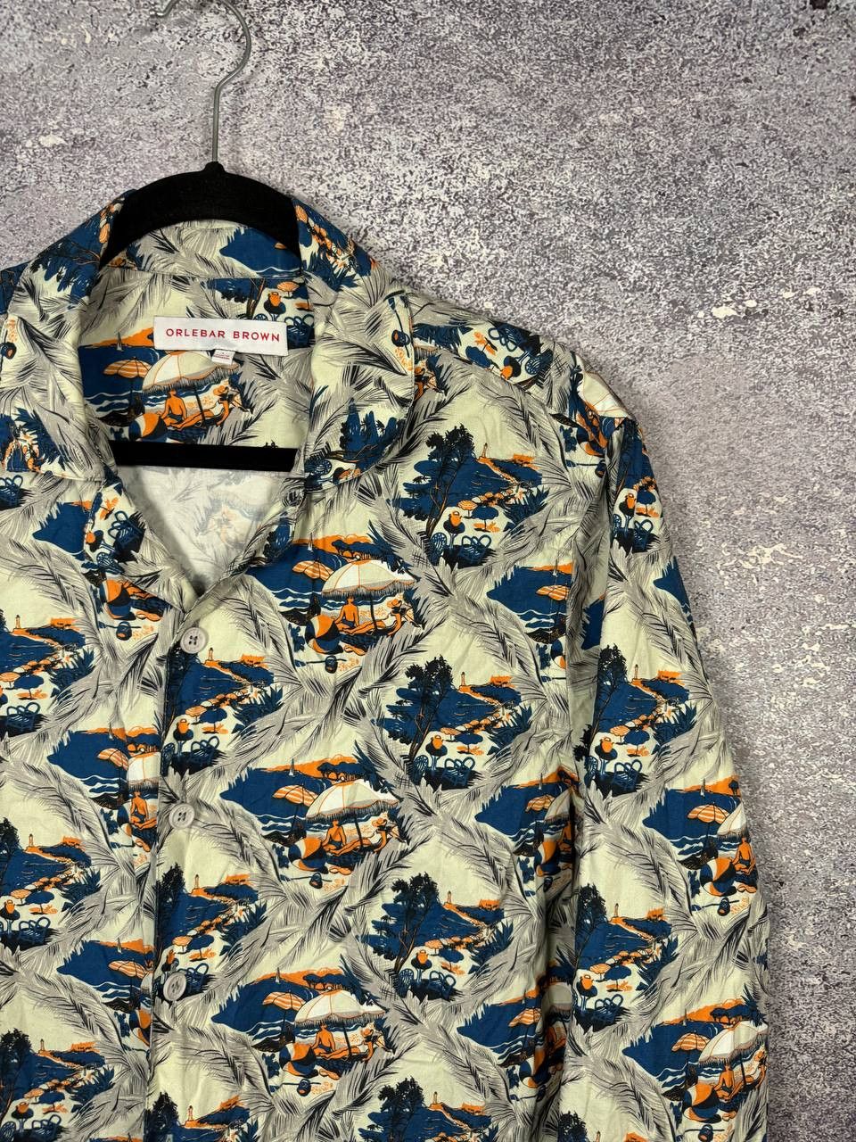 Orlebar Brown Orlebar Brown Shirt Men's Large Alloy Aqua Giles Print Size US L / EU 52-54 / 3 - 2 Thumbnail