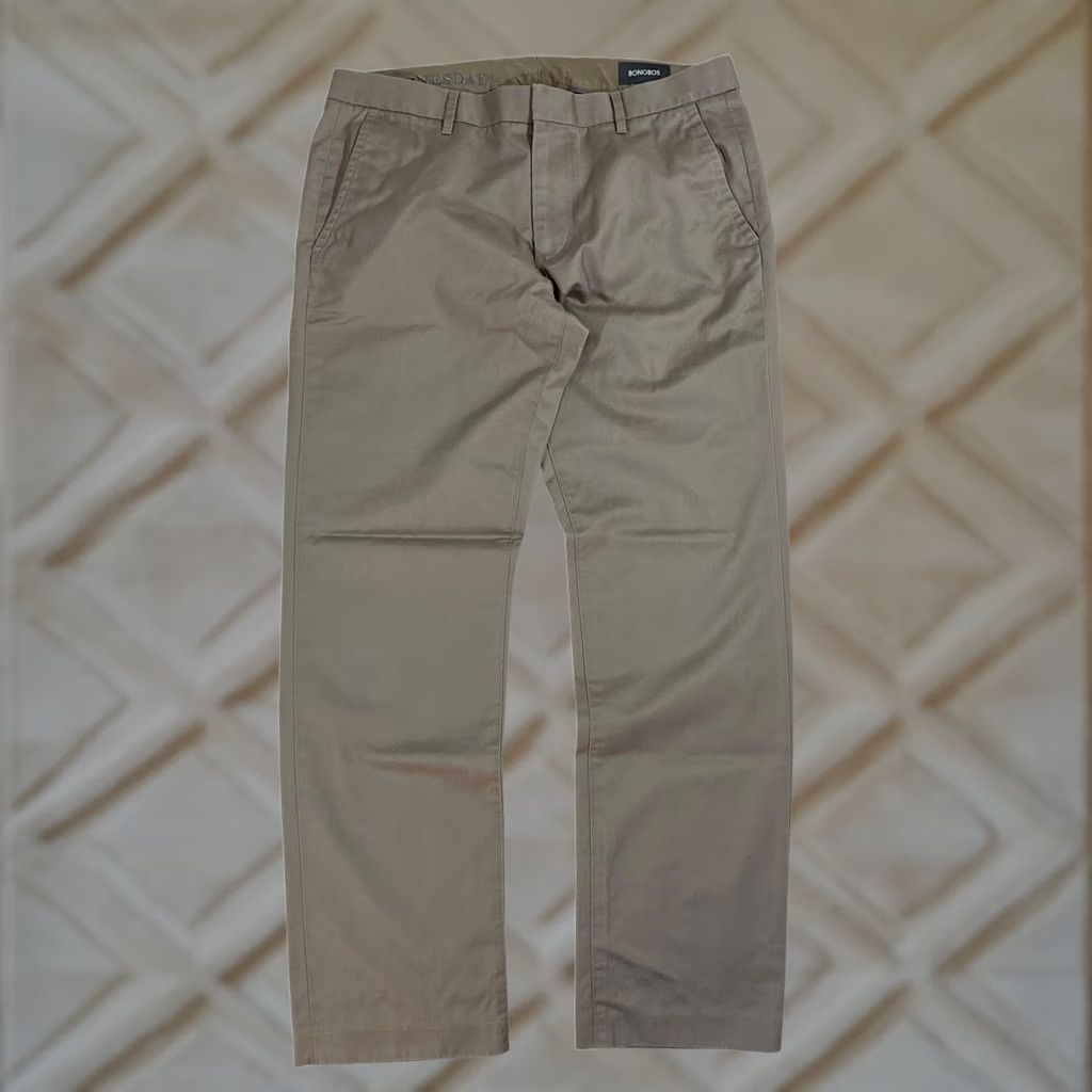 Bonobos Bonobos Chinos Pants Mens 33x30 Slim Fit Beige Flat Front Casual Size US 33 - 1 Thumbnail