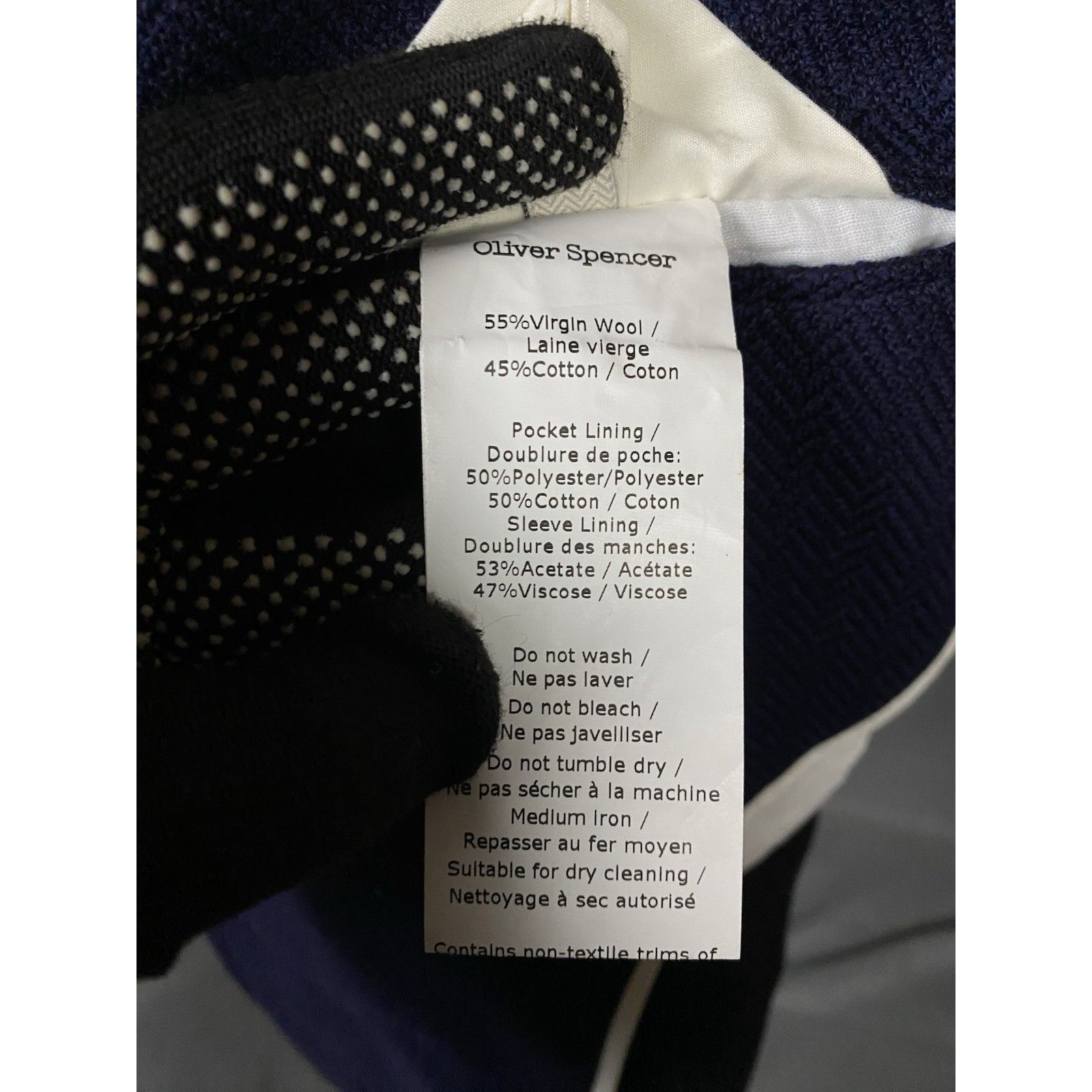 Oliver Spencer Oliver Spencer Herringbone Structured Blue Wool Blazer Sport Size 42R - 12 Thumbnail