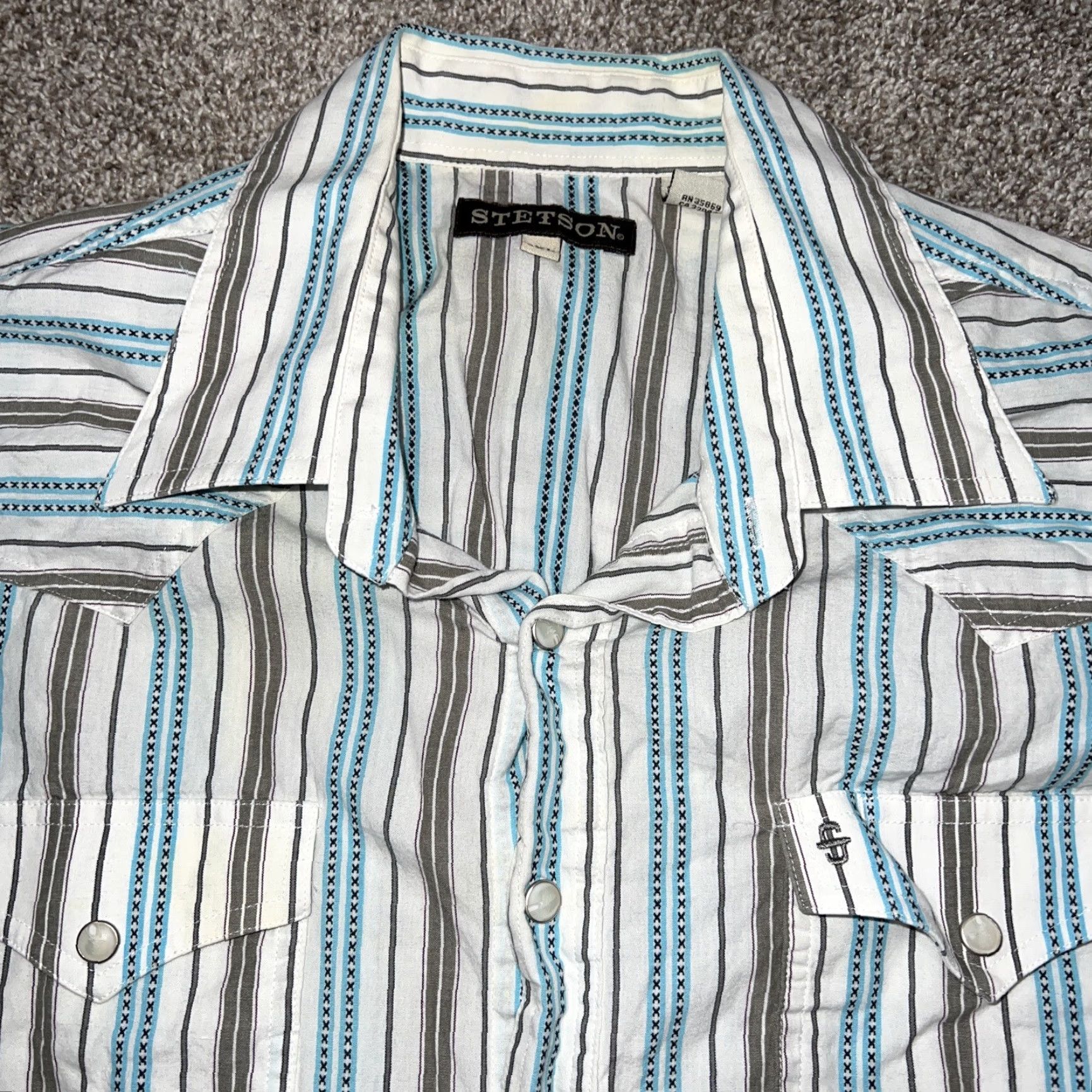 Stetson Stetson Shirt Western Striped Button-Up Snap 2XL Men’s Long Sleeve White Classic Western Button-Up Mens Regular Fit Size US XXL / EU 58 / 5 - 2 Thumbnail
