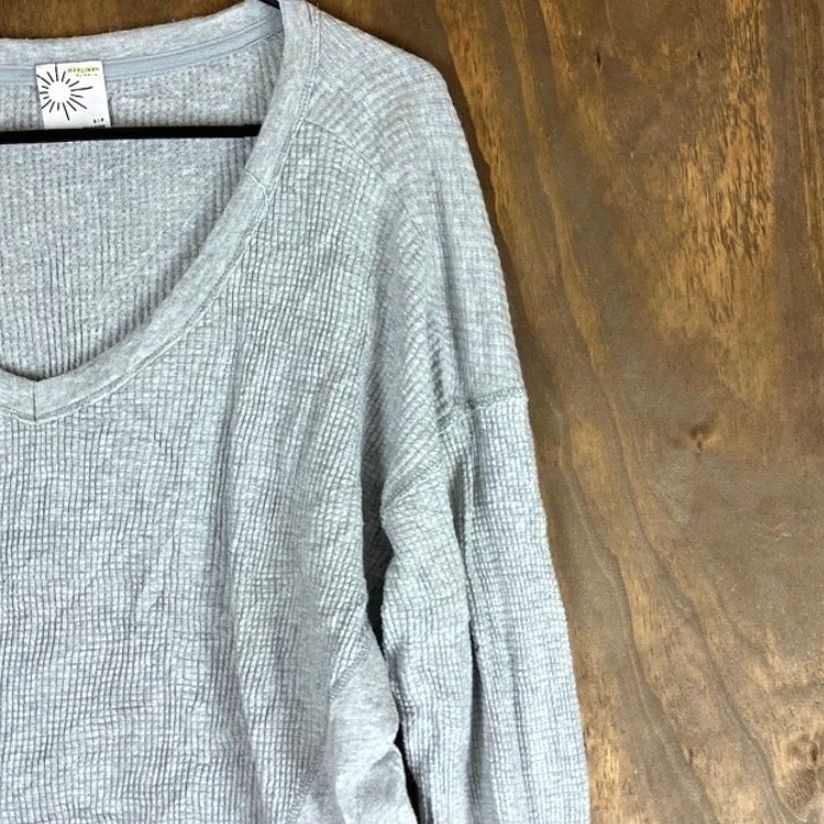 Vintage Aerie OFFLINE Womens Shirt Gray Waffle V Neck Long Sleeve Stretch S Size S / US 4 / IT 40 - 5 Thumbnail