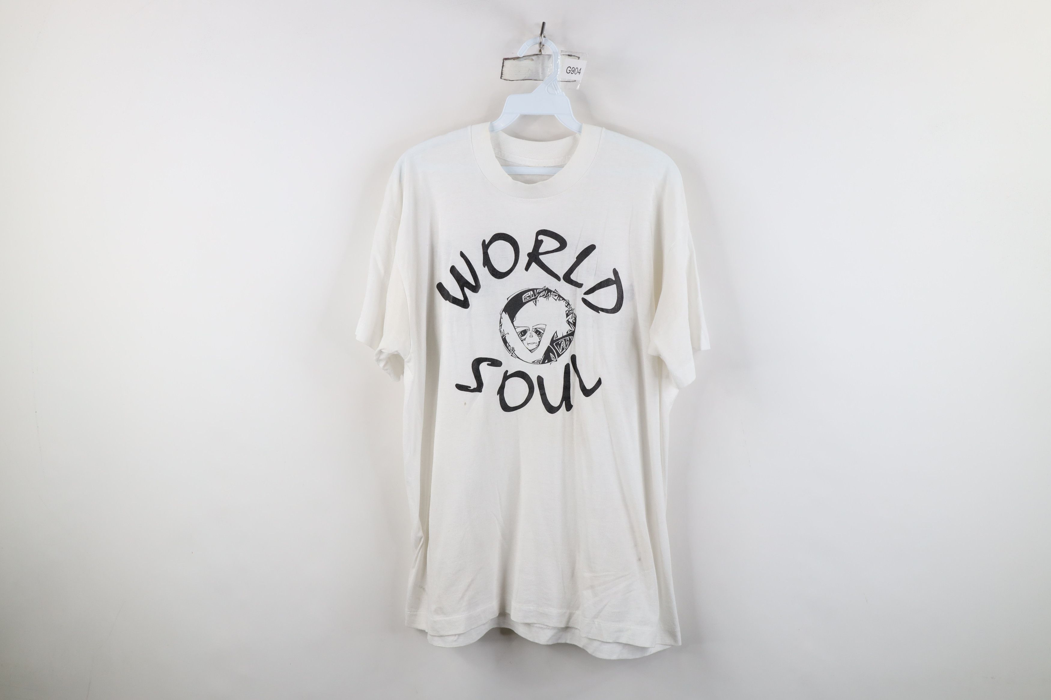 Vintage Vintage 90s Streetwear World Soul Funk Music T-Shirt White Size US L / EU 52-54 / 3 - 1 Thumbnail