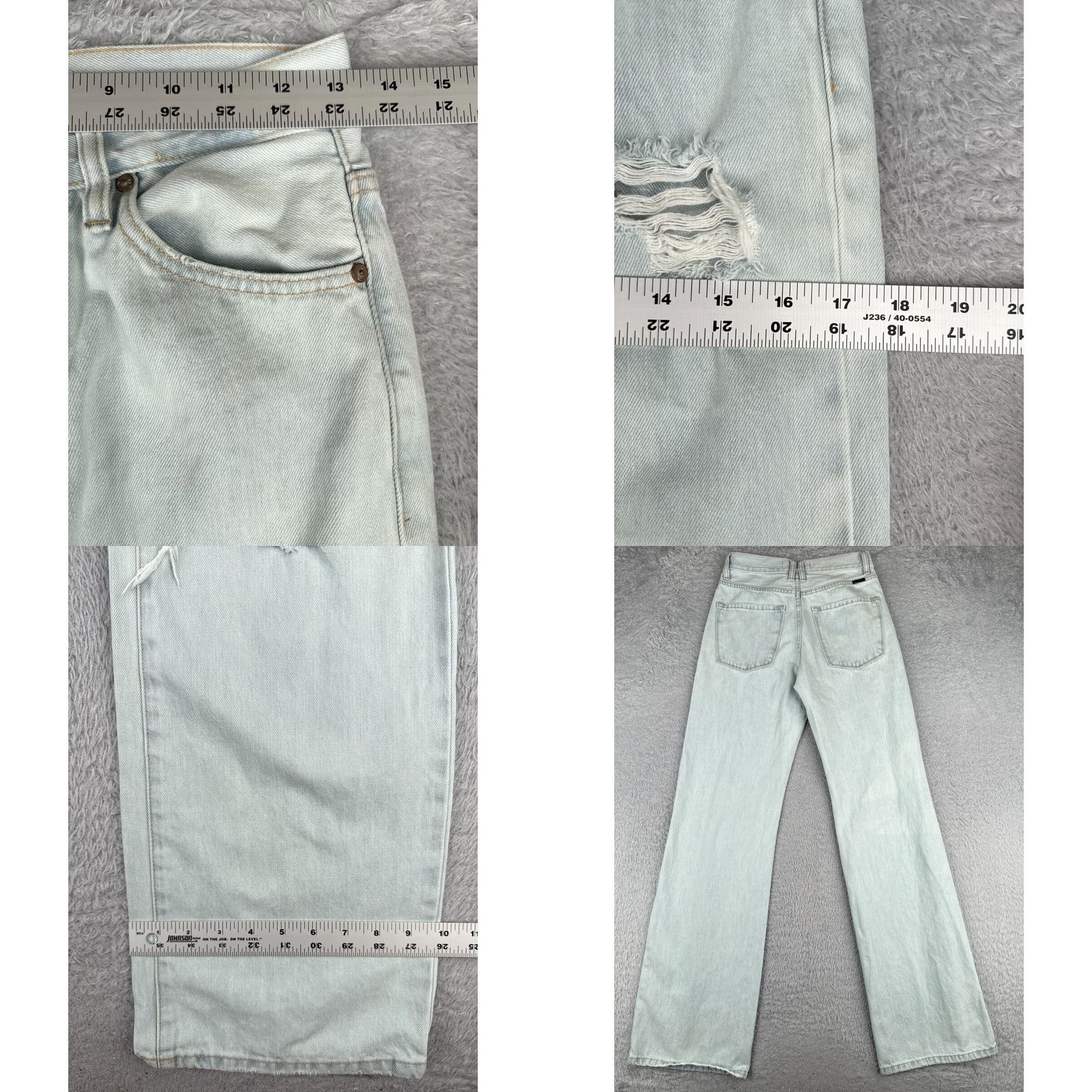 Vintage Kancan Jeans Jeans 26x33 Blue Wide-Leg High Rise 100% Cotton Distressed Junior Jeans Womens Regular 5-Pocket Western Logo Size 25" / US 0 / IT 36 - 9 Thumbnail