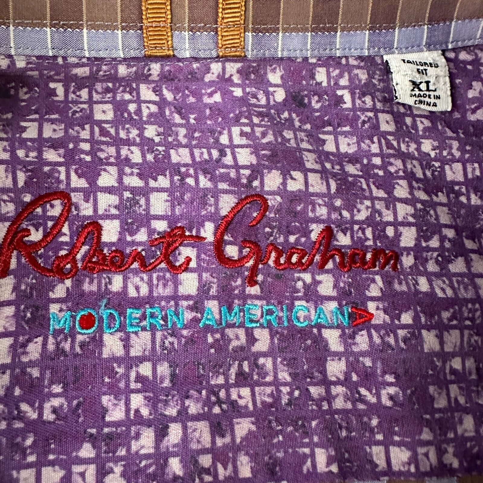 Robert Graham Robert Graham Shirt Men XL Purple Brown Check Button Up Size US XL / EU 56 / 4 - 7 Thumbnail