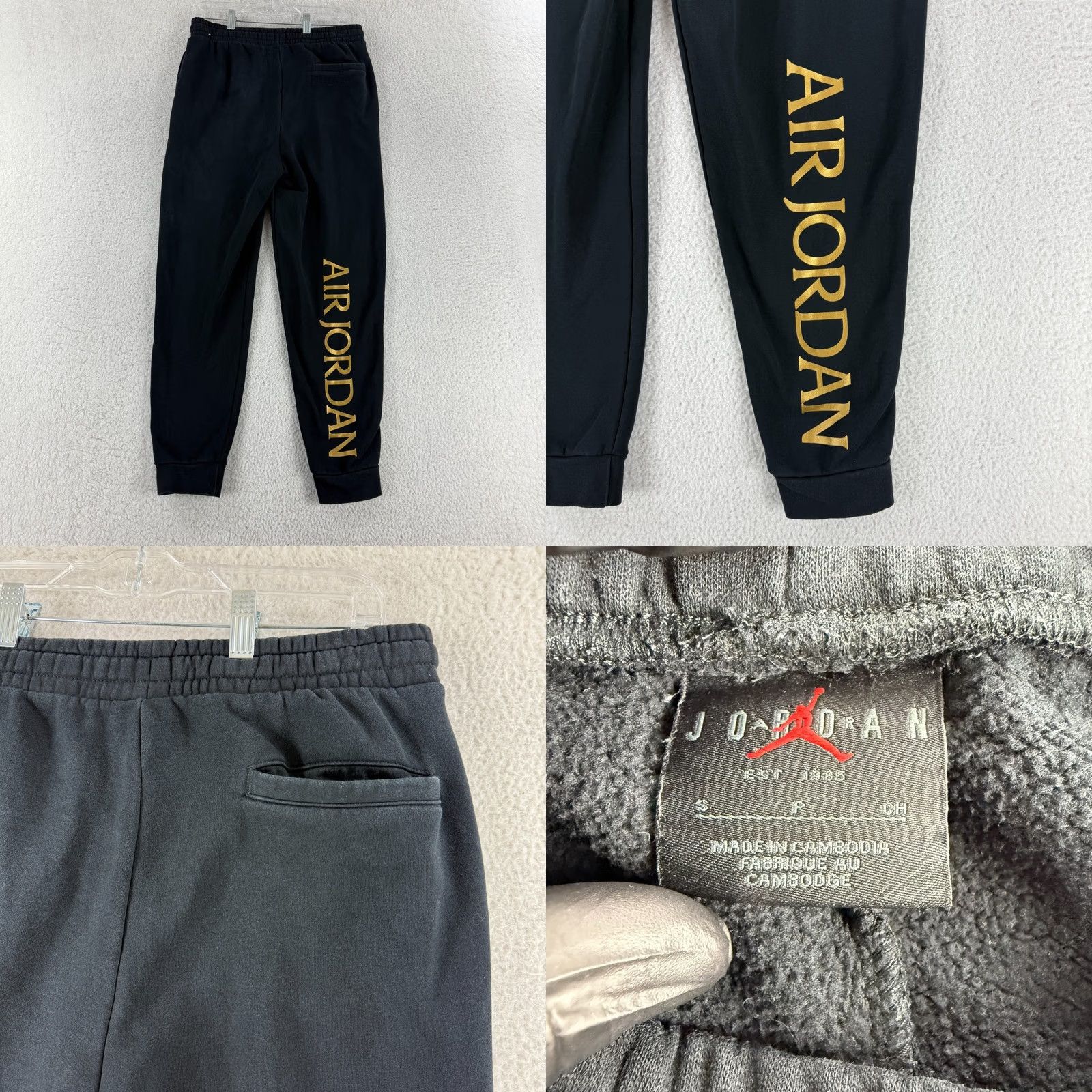 Nike Nike Air Jordan Jumpman Fleece Jogger Pants Mens Small Black Drawstring Athletic Size US 29 - 9 Thumbnail