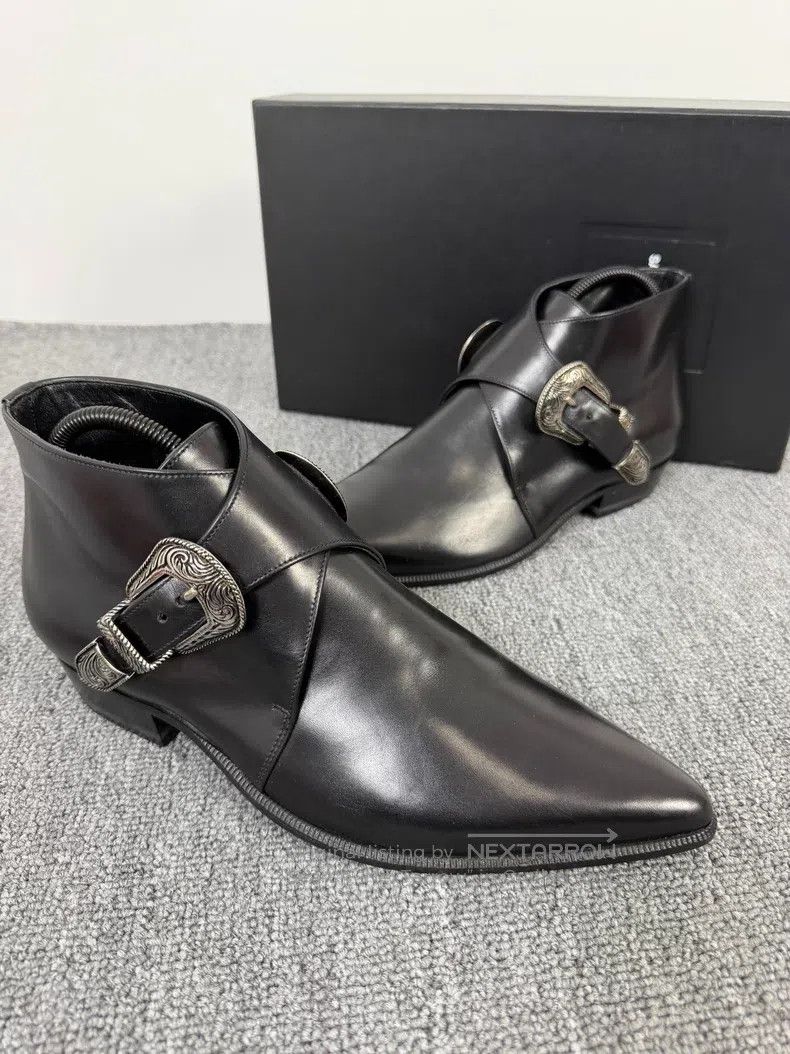 Saint Laurent Paris Saint Laurent Paris Chelsea boots with cross leather belt Size US 6 / EU 39 - 3 Thumbnail