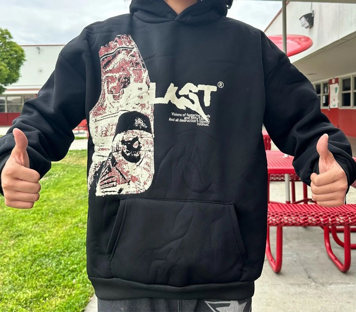 Japanese Brand Retro Gothic Hip Hop Harajuku Sweatshirt Hoodie y2k Size US L / EU 52-54 / 3 - 2 Thumbnail