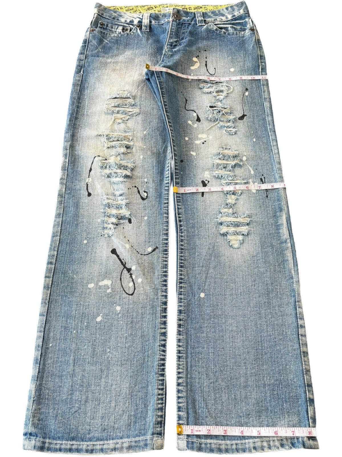 If Six Was Nine Vintage Japanese Brand Painted Distressed Baggy Jeans Size US 31 - 8 Thumbnail