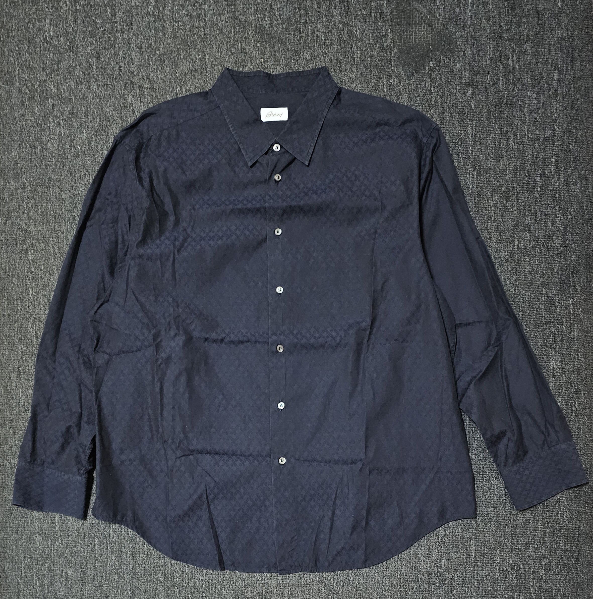 Brioni Brioni men's dark blue striped shirts size XXXXL Size US XXL / EU 58 / 5 - 1 Thumbnail