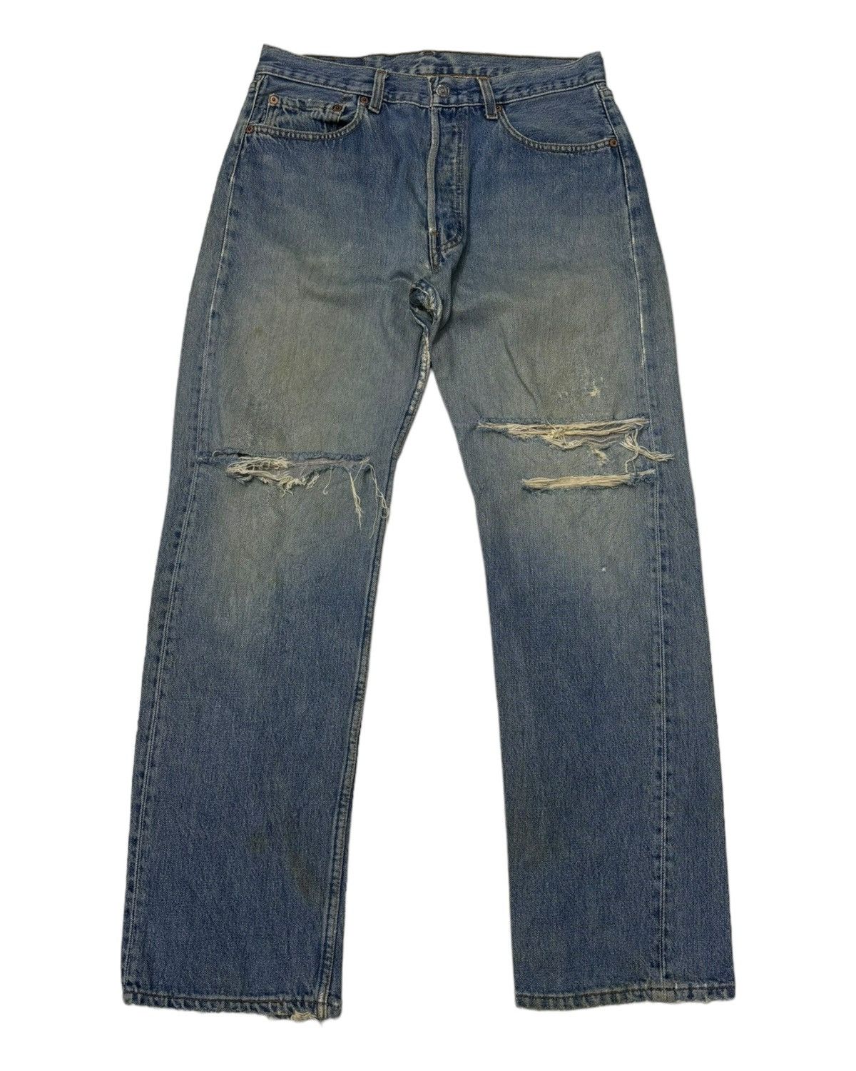 Levi's RARE🔥LEVIS 501 BUTTON 524 DISTRESSED DENIM JEANS Size US 31 - 5 Thumbnail