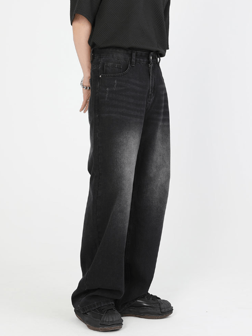 Japanese Brand Washed distressed loose slim retro all-match straight jeans Size US 32 / EU 48 - 3 Thumbnail