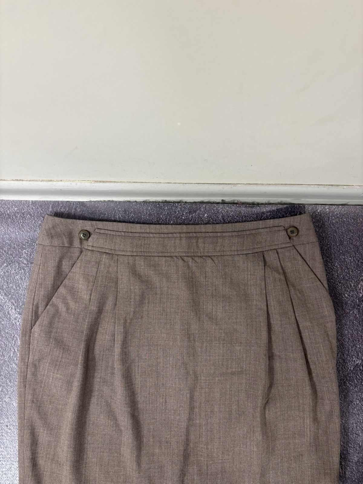 Fabiana Filippi Fabiana Filippi Women’s Wool Pencil Skirt Taupe Stretch Size 30" / US 8 / IT 44 - 4 Thumbnail