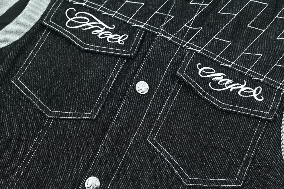 Japanese Brand × Vintage "Long Tour-L" Spliced Denim Vest Size US L / EU 52-54 / 3 - 4 Thumbnail