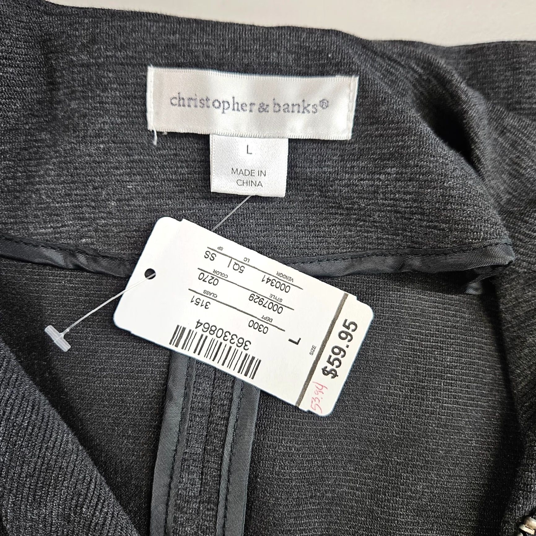 Vintage Christopher Banks Womens Jacket L Solid Gray Long Sleeve Zip Size L / US 10 / IT 46 - 7 Thumbnail