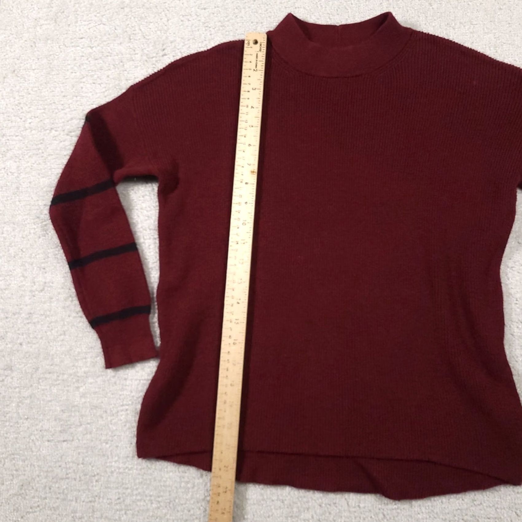 American Eagle Outfitters American Eagle Outfitters Sweater Women's XS Burgundy Mock Neck Pullover Casual Knit Lightweight Long Sleeve Size XS / US 0-2 / IT 36-38 - 7 Thumbnail