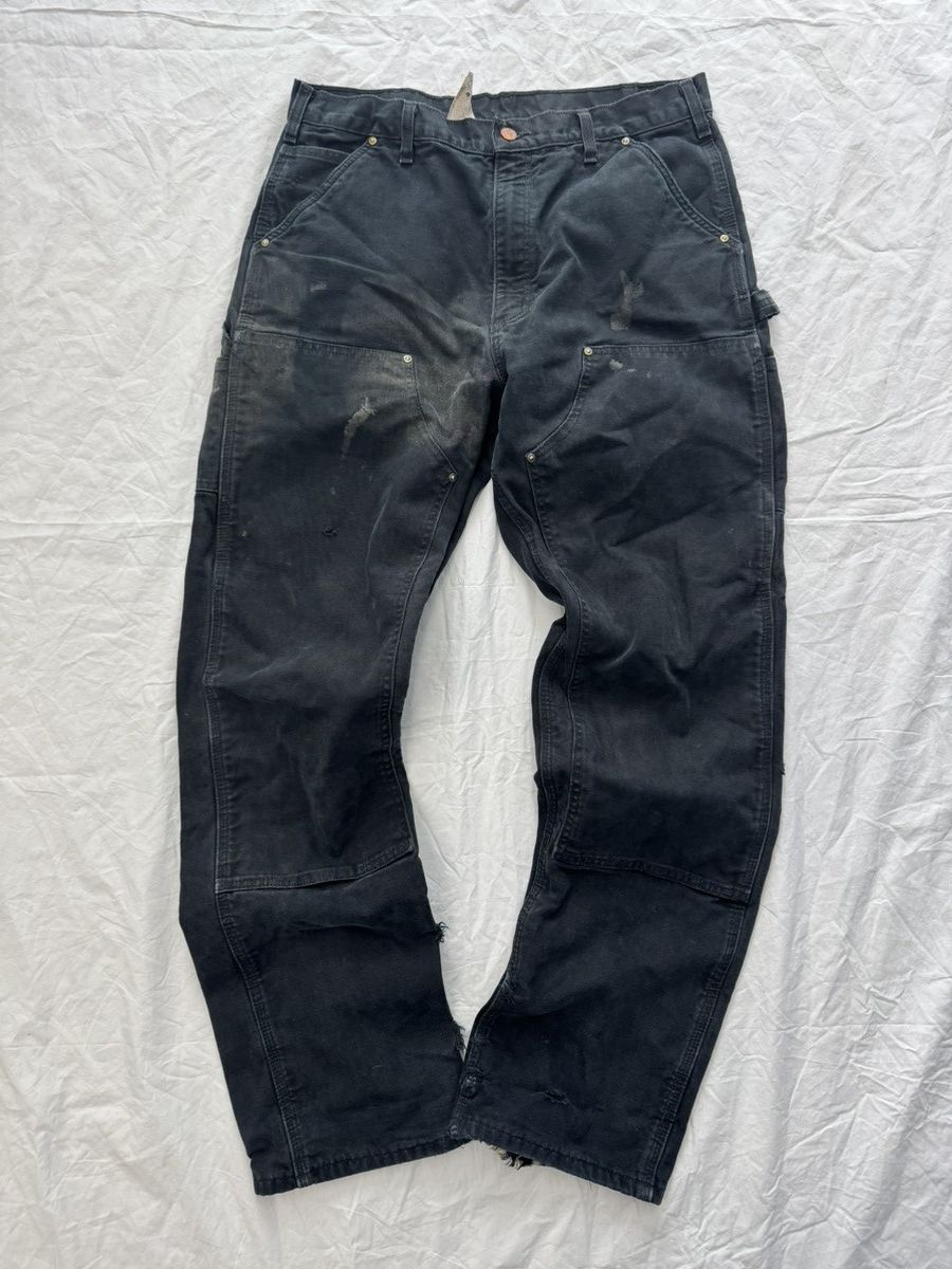 Vintage Faded Carhartt Blanket Lined Distressed Double Knees