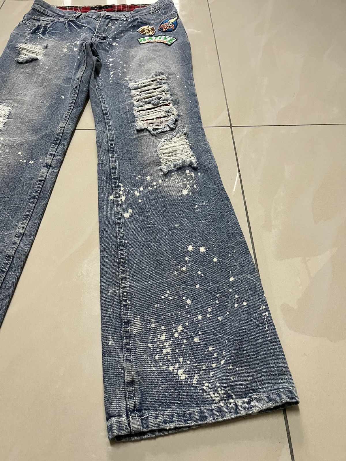 Japanese Brand Zerosail thrashed Punk distressed paint splatter jean F1 Size US 31 - 5 Thumbnail