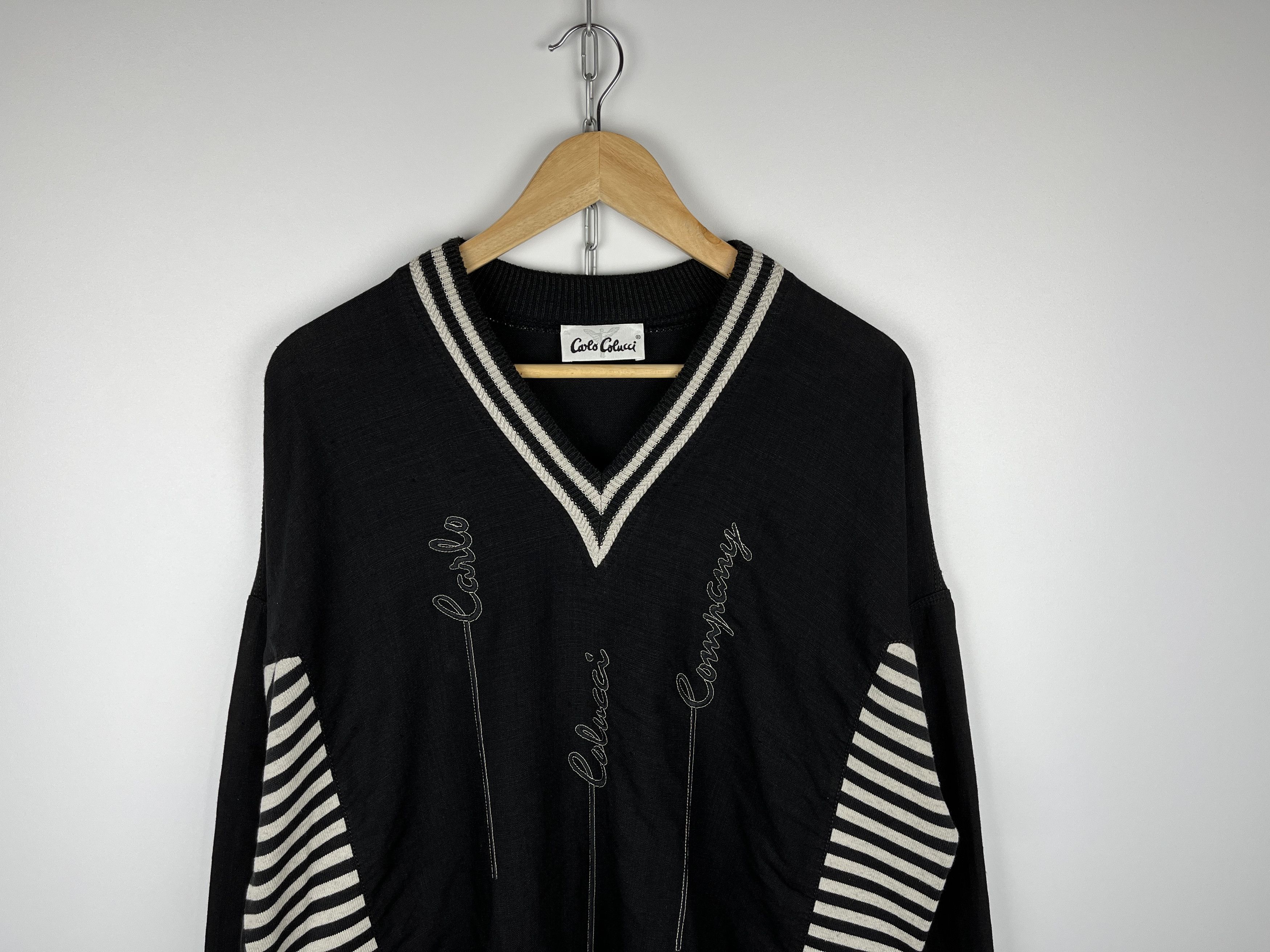 Carlo Colucci × Vintage Carlo Colucci 90's Vintage Men's V-neck Sweater Size US XL / EU 56 / 4 - 3 Thumbnail