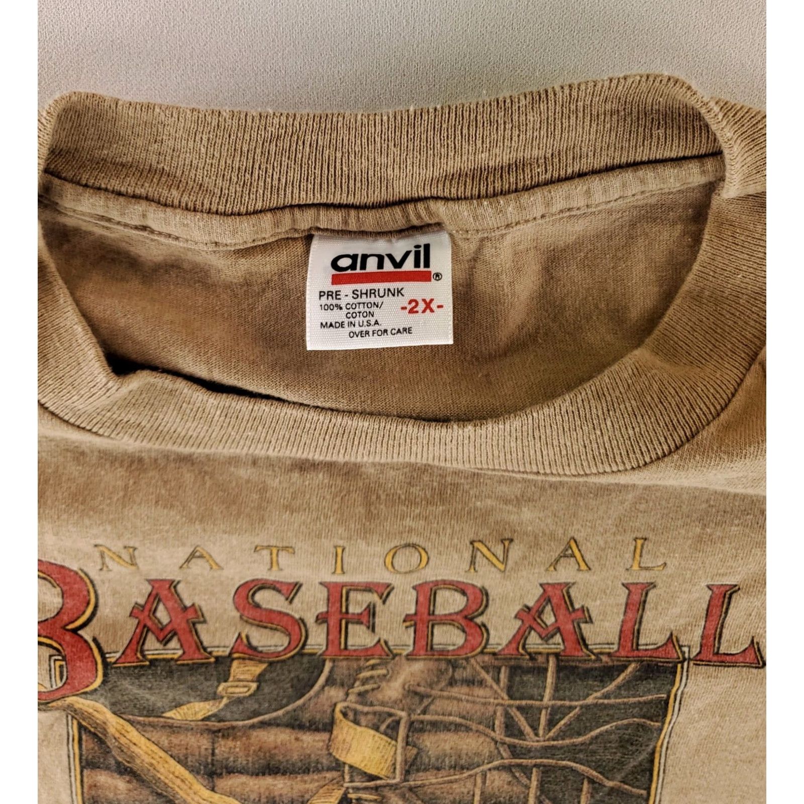 Anvil VINTAGE Baseball Hall of Fame Cooperstown NY VTG 90s T Shirt Brown Mens XXL Size US XXL / EU 58 / 5 - 3 Thumbnail