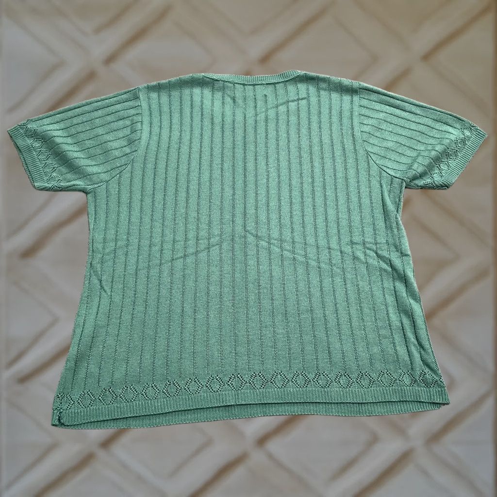 Vintage Alfred Dunner Knit Top Womens Petite PL Green Crew Neck Short Sleeve Casual Sweater Acrylic Size L / US 10 / IT 46 - 1 Thumbnail