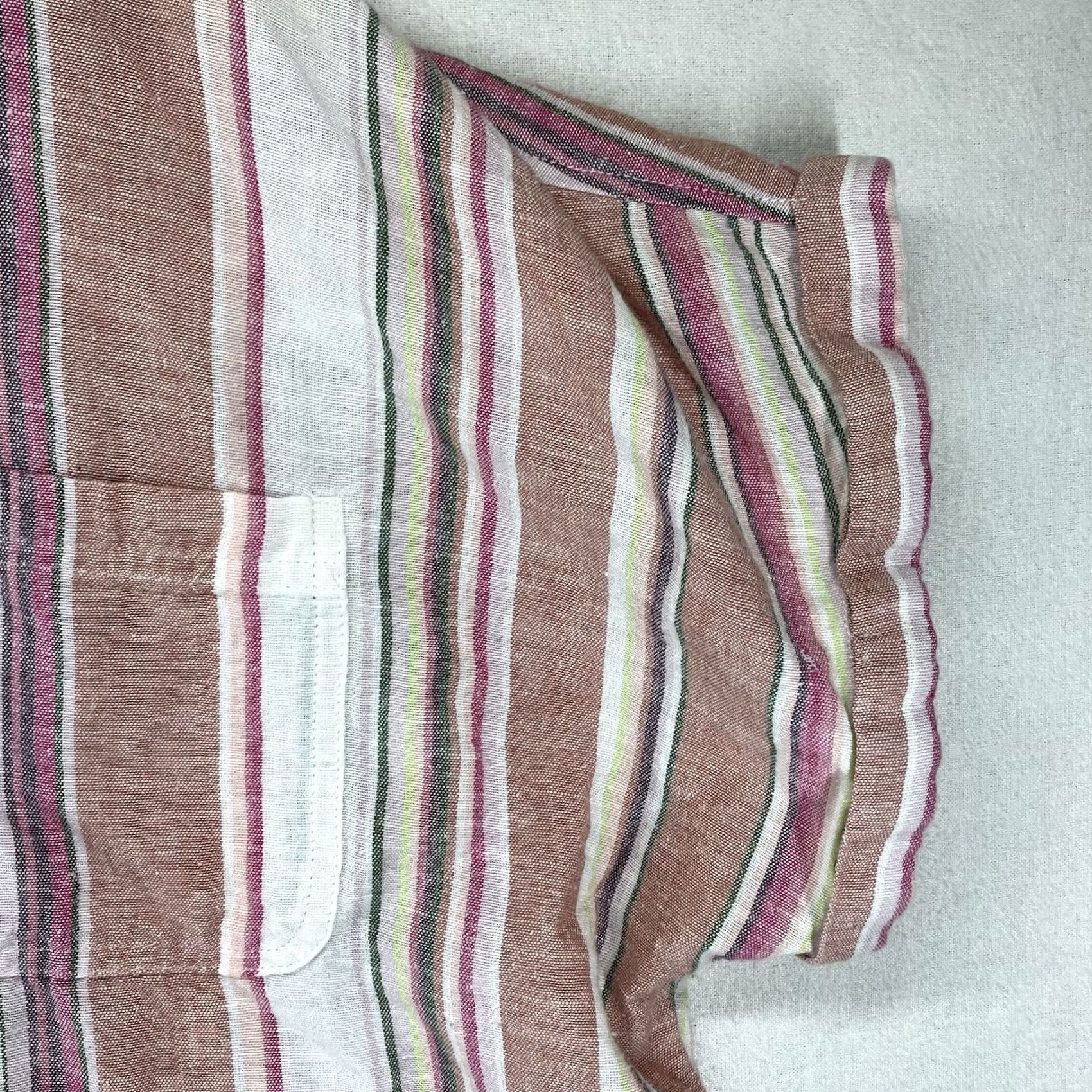 Lucky Brand Lucky Brand Shirt XL Women's Muted Neon Striped Cotton Linen Pearl Button Size XL / US 12-14 / IT 48-50 - 5 Thumbnail