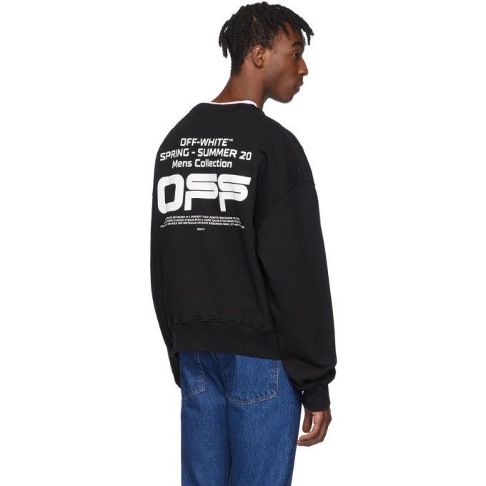 Off-White Black Wavy Line Logo Oversized Sweatshirt Size US M / EU 48-50 / 2 - 2 Thumbnail