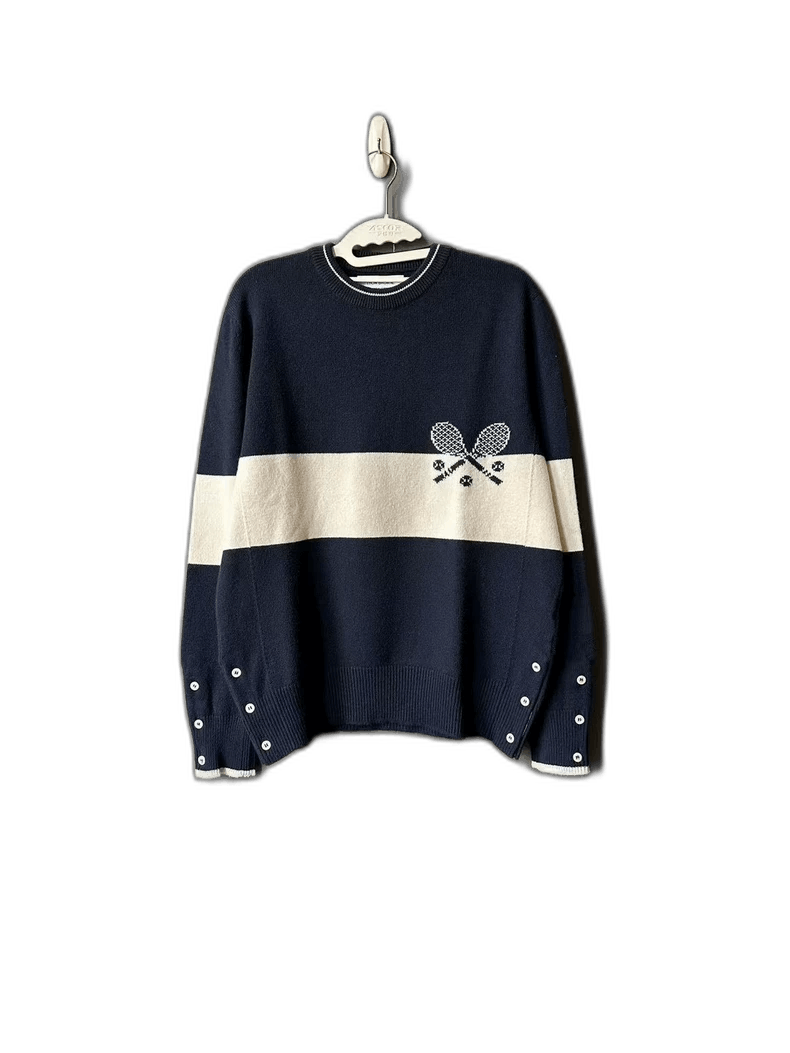 Thom Browne Thom Browne Cashmere Sweater with Racket Design-yf Size US L / EU 52-54 / 3 - 1 Thumbnail