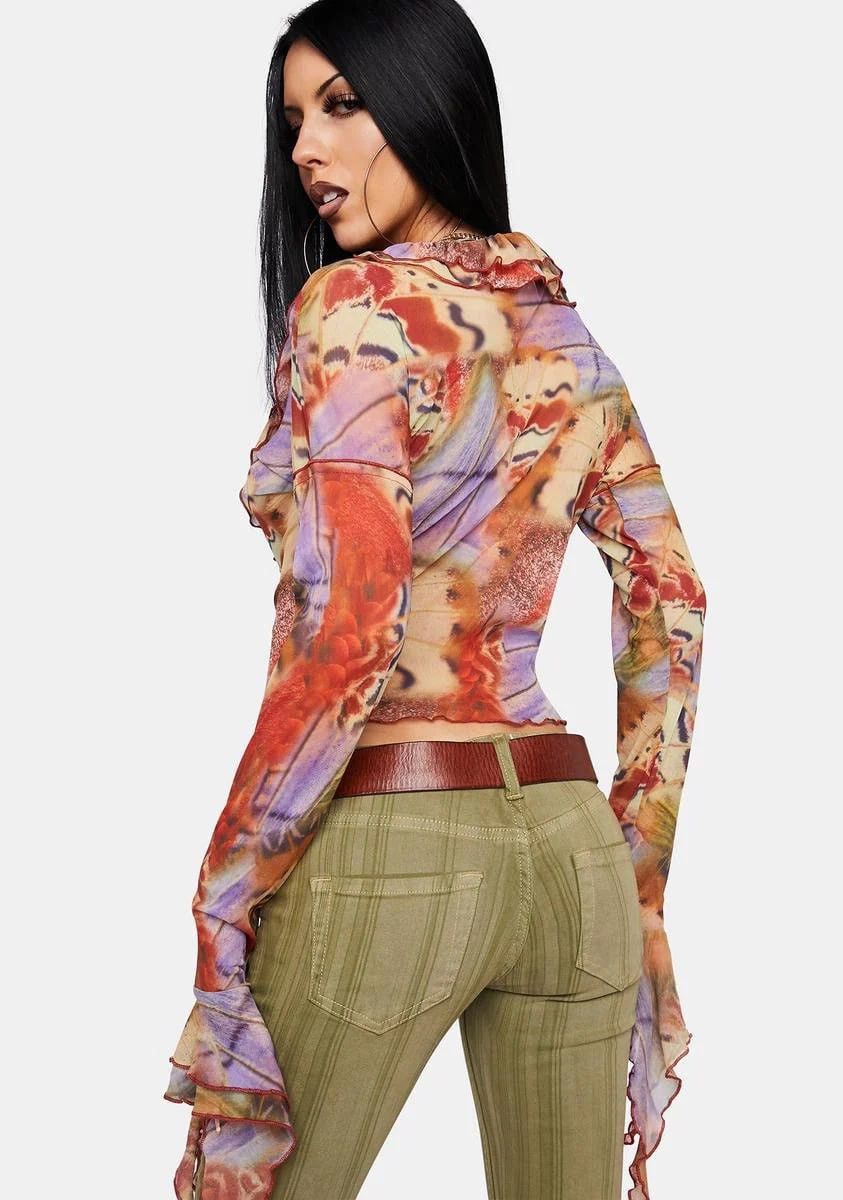Jaded London Jaded London mesh blouse with lace up Vintage JPG Style Size XS / US 0-2 / IT 36-38 - 3 Thumbnail