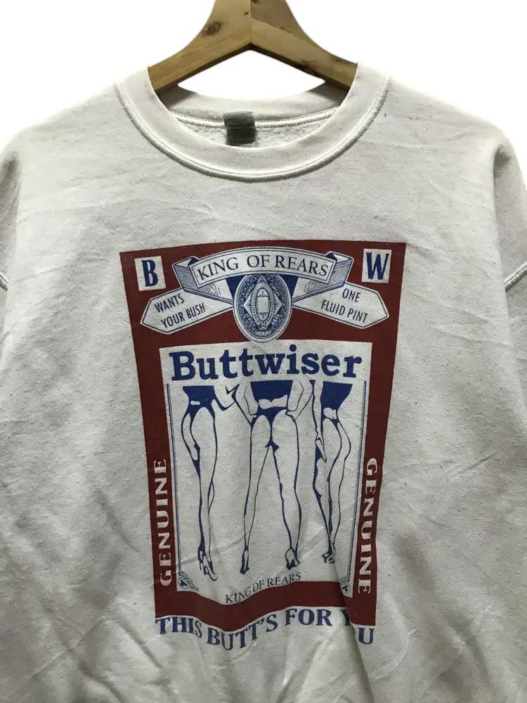 Gildan Vintage Buttwiser King Of Rears Sweatshirts Size US M / EU 48-50 / 2 - 3 Thumbnail