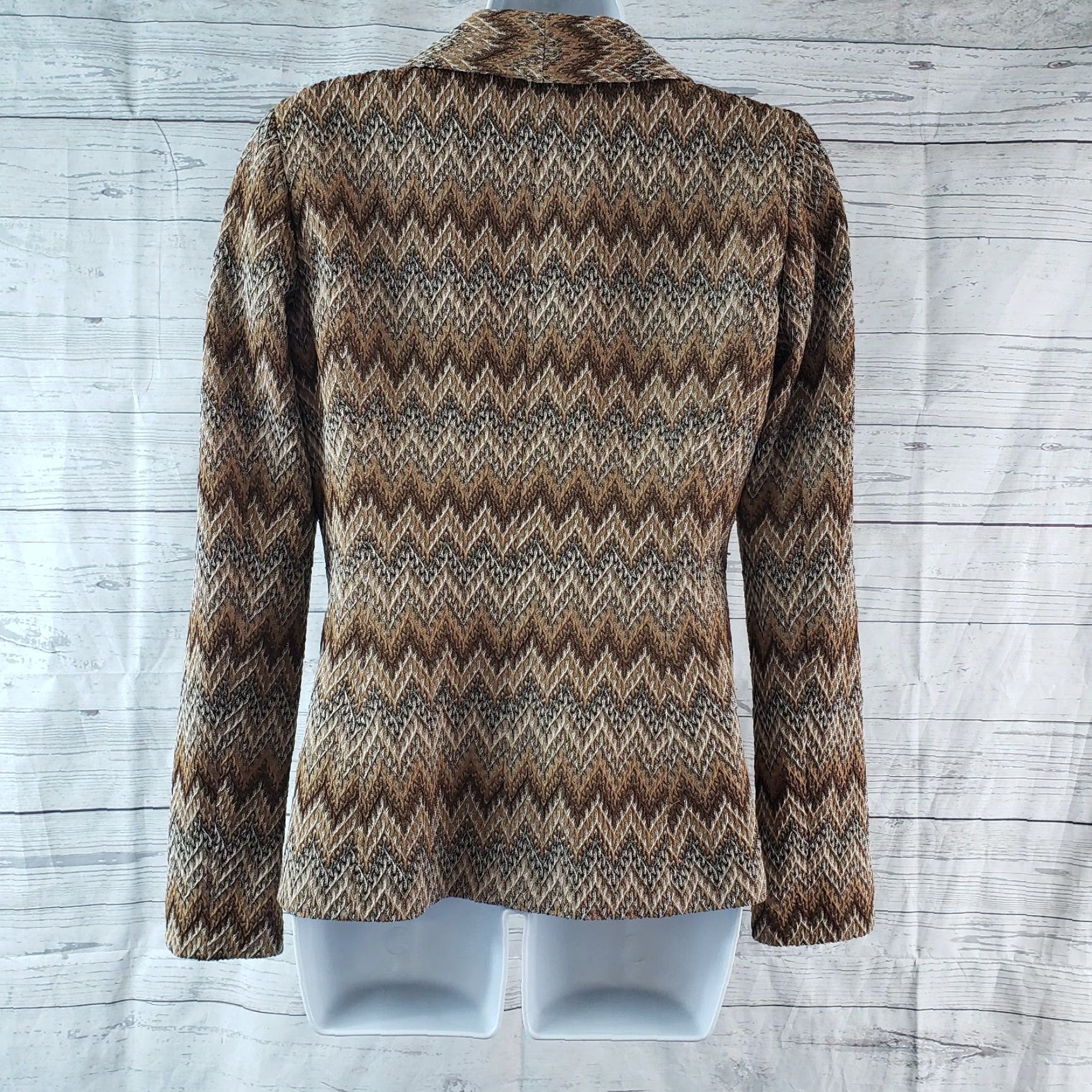 Vintage Classiques Entier Blazer Jacket Small Brown Chevron Long Sleeve Women Vintage No? (adjusted) Size S / US 4 / IT 40 - 4 Thumbnail