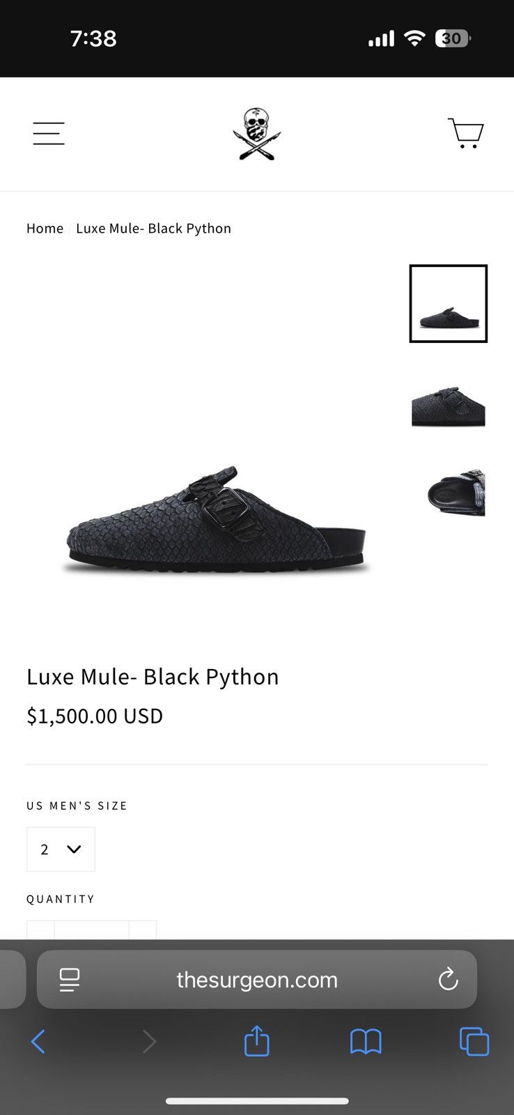 The Shoe Surgeon Surgeon Mule Luxe Black Python Size US 10 / EU 43 - 7 Thumbnail