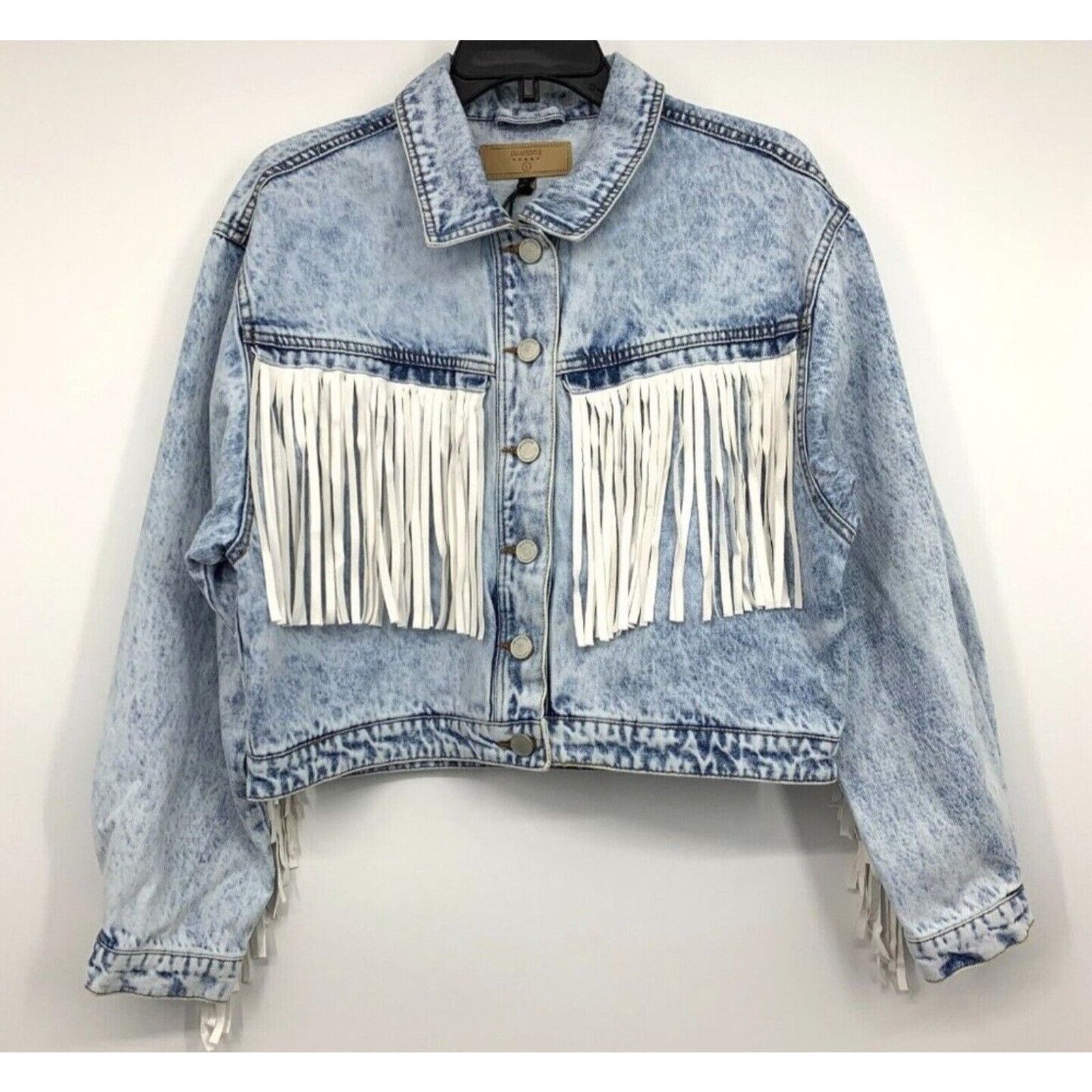 BLANKNYC Blank NYC Frayed Fringe Denim Oversized Trucker Boho Jacket Size S / US 4 / IT 40 - 6 Thumbnail