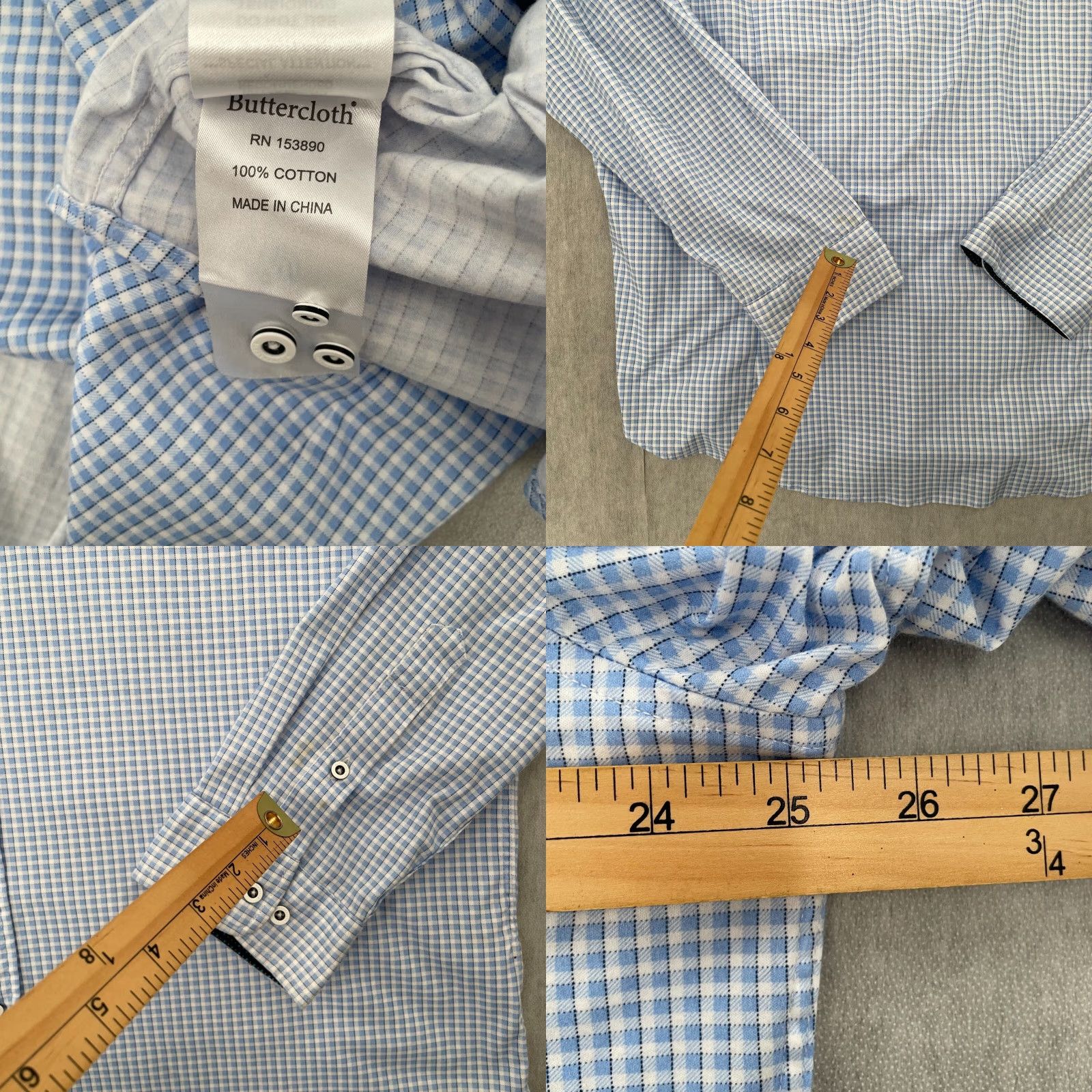 Buttero VINTAGE Butter Cloth Check Pattern Shirt Adult 2XL Long Sleeve Button-Down Cotton Mens XXL Size US XXL / EU 58 / 5 - 8 Thumbnail