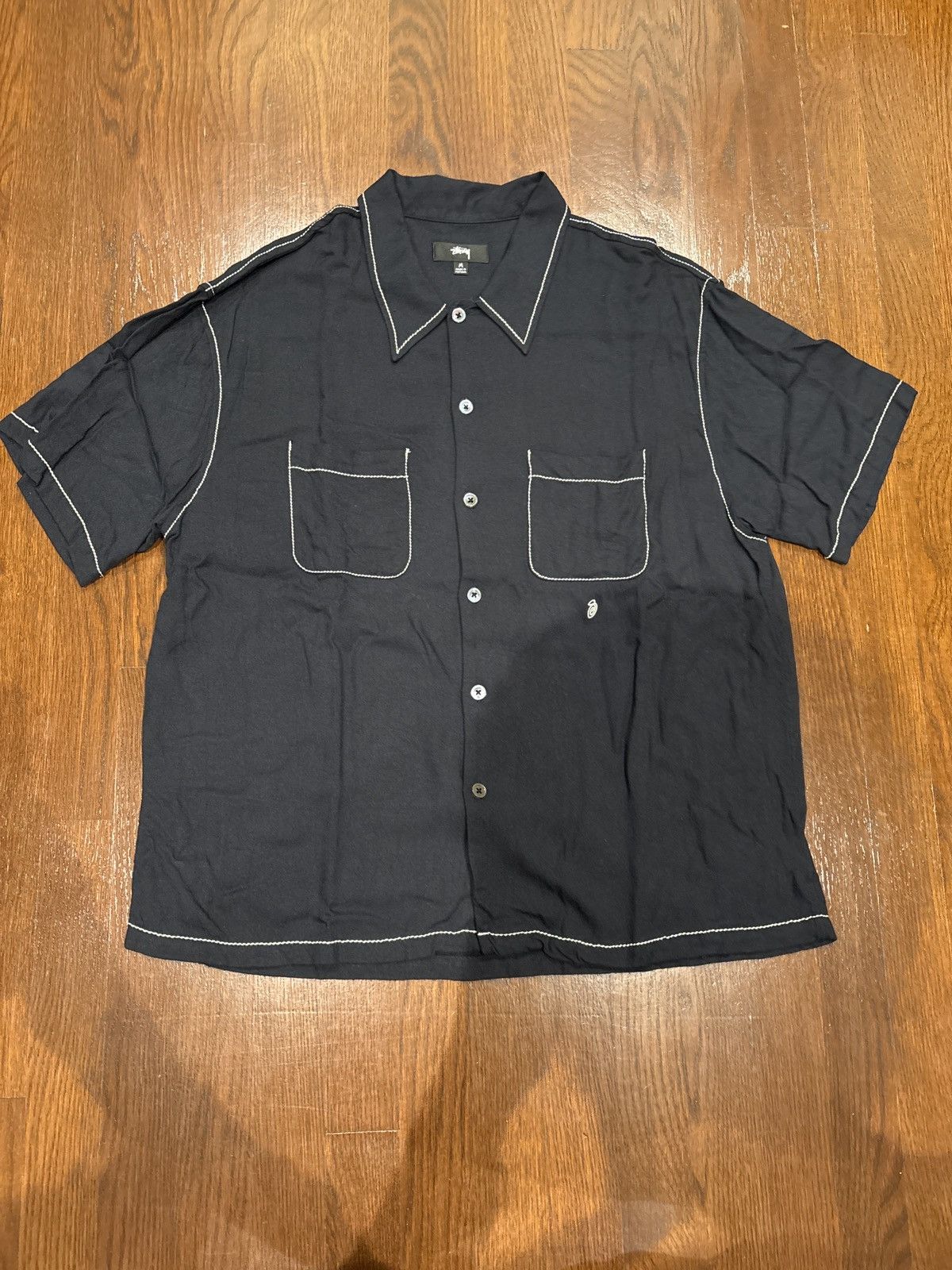 Stussy Stussy Contrast Pick-Stitched Shirt in Black SS23 Size US M / EU 48-50 / 2 - 3 Thumbnail