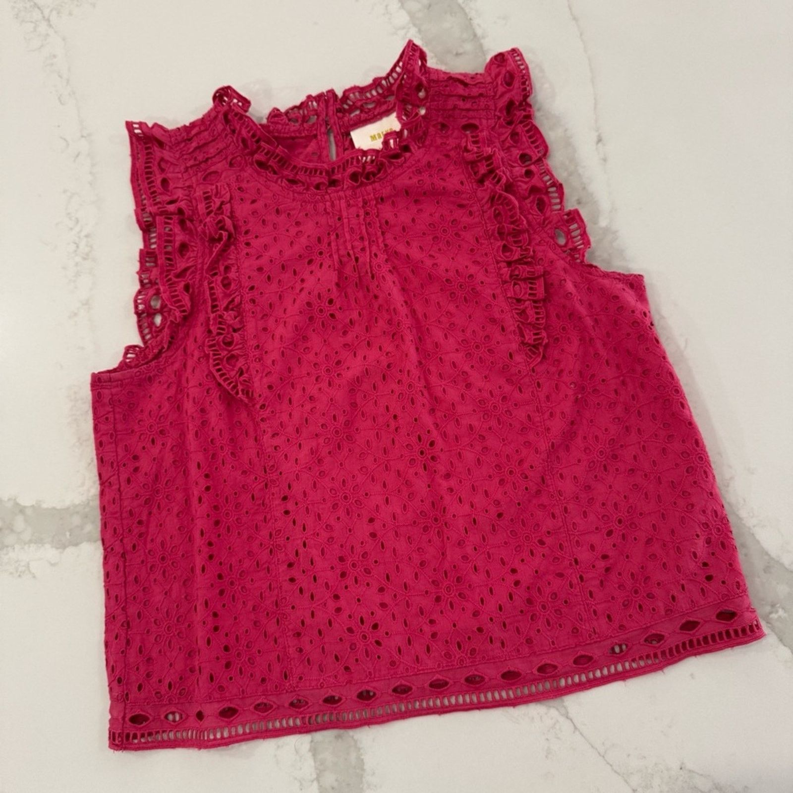 Anthropologie Maeve Anthropologie Ruffle Eyelet Sleeveless Blouse Womens 2 Size XS / US 0-2 / IT 36-38 - 1 Thumbnail