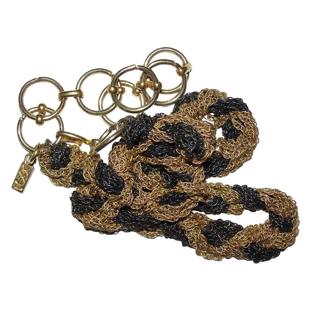 Yves Saint Laurent Yves Saint Laurent Black and Gold Woven Rope Necklace Size ONE SIZE - 4 Thumbnail