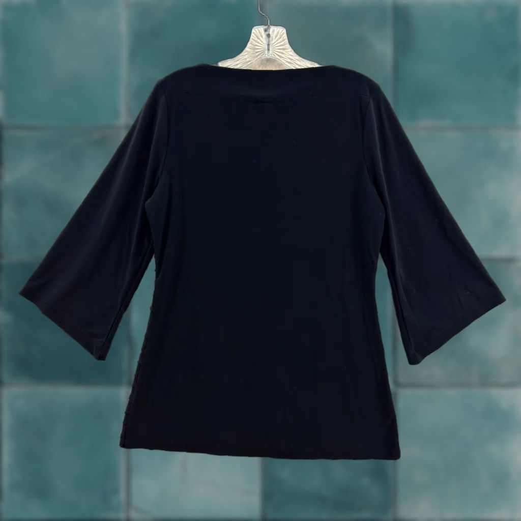 Vintage Y2K Vintage Cocomo Top Medium Black Flare Sleeve Boat Neck Slinky Stretch Corpcore Shirt M Womens Size M / US 6-8 / IT 42-44 - 1 Thumbnail