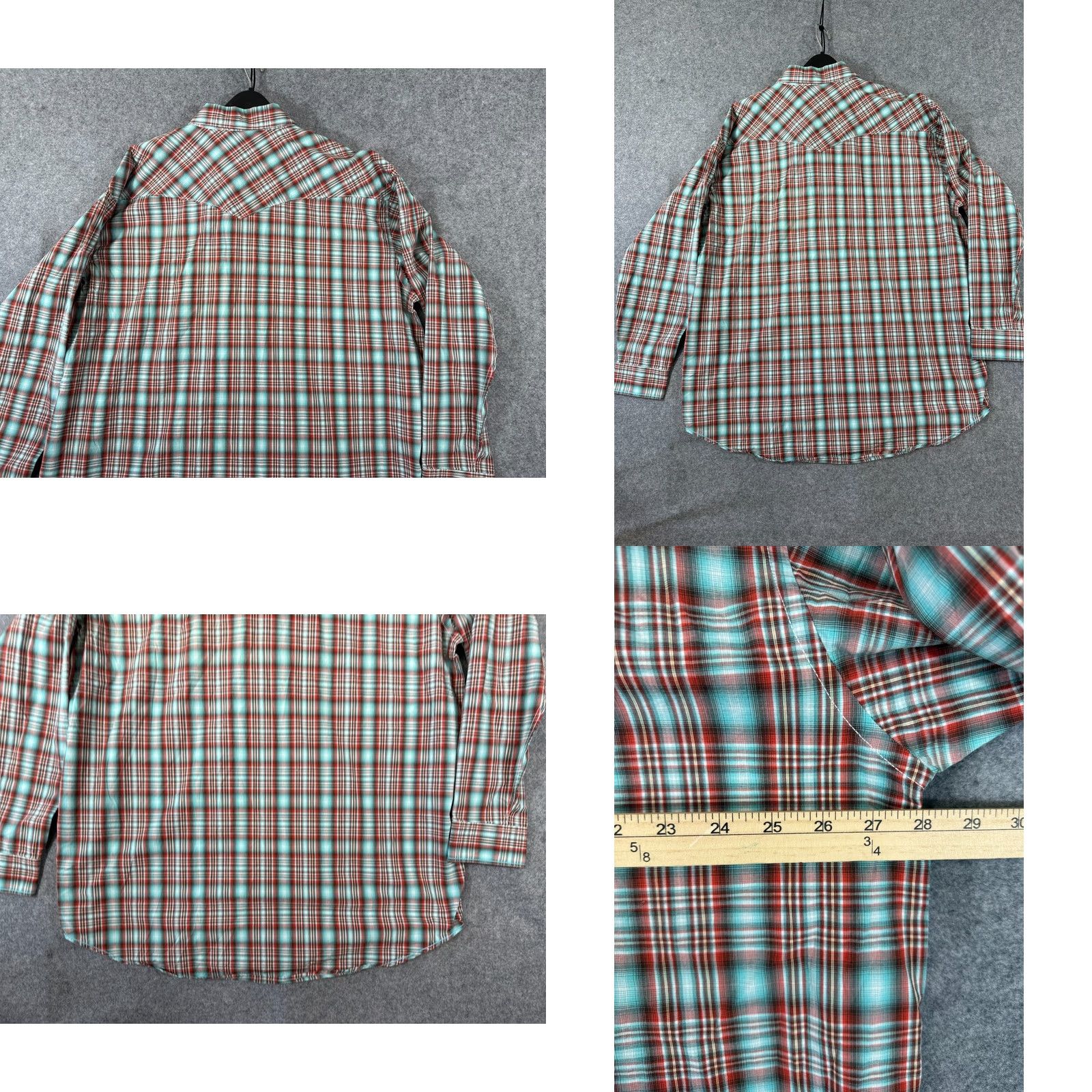 Vintage Panhandle Slim Rough Stock Western Shirt Mens 2XL Red Blue Plaid Pearl Snap Long Sleeve Pockets Size US XXL / EU 58 / 5 - 8 Thumbnail